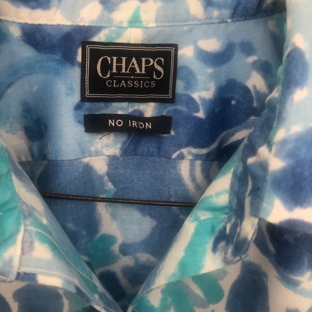 Chaps no iron classic blue/white flowered shirt